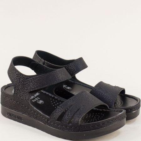 Комфортни дамски сандали на платформа в черен цвят 154236ch