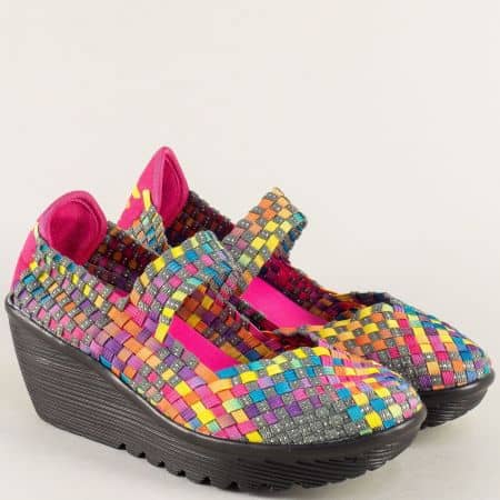 Дамски обувки в розово, жълто, оранж, лилаво, сиво и синьо 15671ps