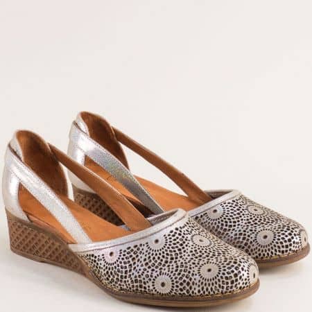 Дамски комфортни обувки естествена кожа в сив цвят 16282ssv