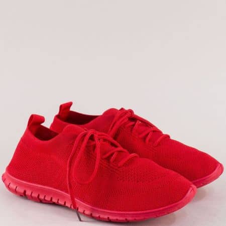 Червени дамски обувки от текстил на гъвкаво ходило 163276chv