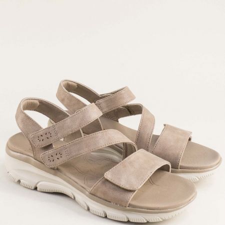 SKECHERS дамски бежови сандали с велкро закопчаване на платформа 163532tbj