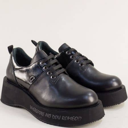Черен лак дамска обувка на платформа 1653032chlch