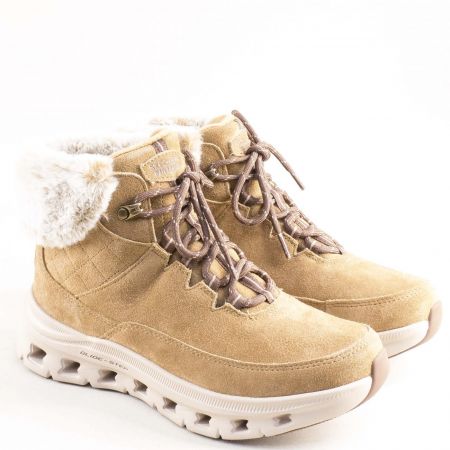 Спортни дамски боти SKECHERS от естествен велур с Waterproof защита и Memory пяна