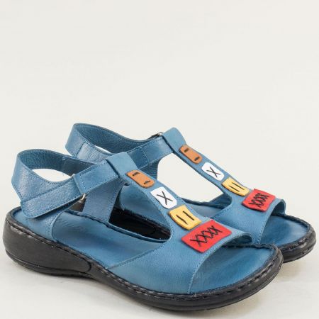 Комфортни дамски сандали в синьо естествена кожа 171s1