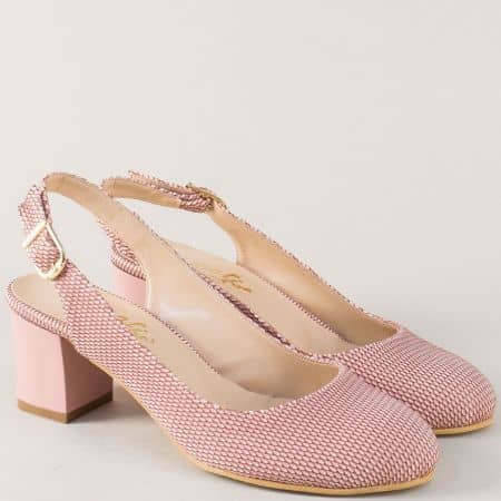 Розови дамски обувки на среден стабилен ток 1750rz
