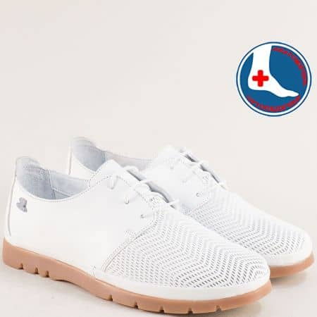 Бели ортопедични дамски обувки от естествена кожа 1813605b