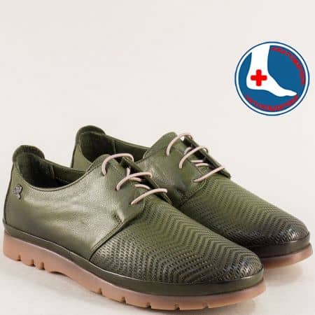 Зелени дамски обувки от естествена кожа на анатомично ходило  1813605z