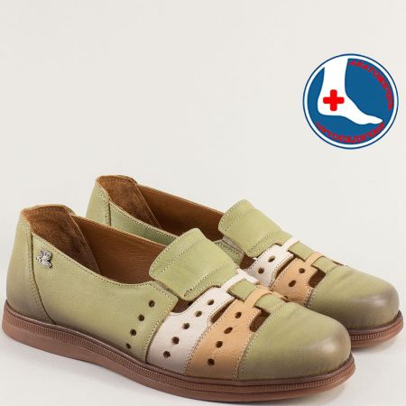 Дамски обувки естествена кожа в зелен цвят 1813672zps