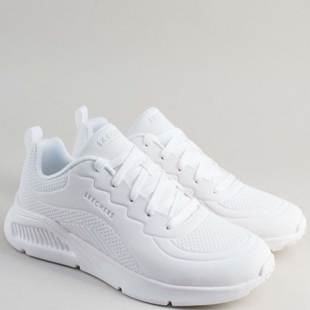 Бели мъжки маратонки на равно ходило Skechers 183120b