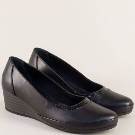 Дамски обувки от естествена кожа в черно на клин ходило 185117901ch
