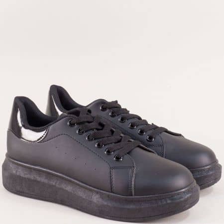 Черни спортни дамски обувки на платформа 1870ch