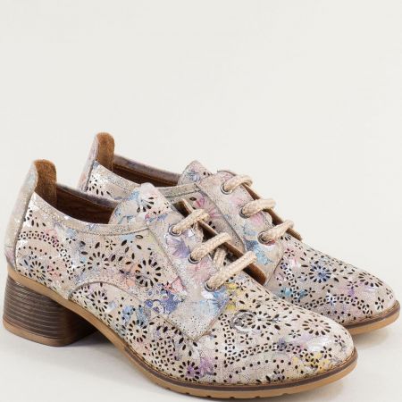 Пъстри дамски обувки от естествена кожа на среден ток 18742dbjps
