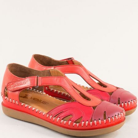 Анатомични дамски сандали в червен цвят естествена кожа 18793502chvps