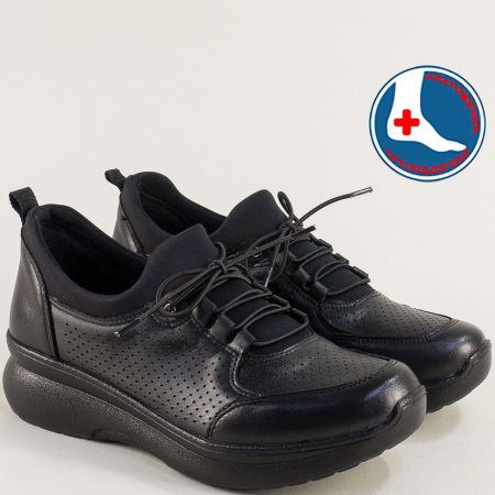 Анатомични черни  дамски обувки естествена кожа 1901707ch