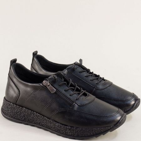 Спортни дамски обувки на платформа с връзки в черно 1906-40ch