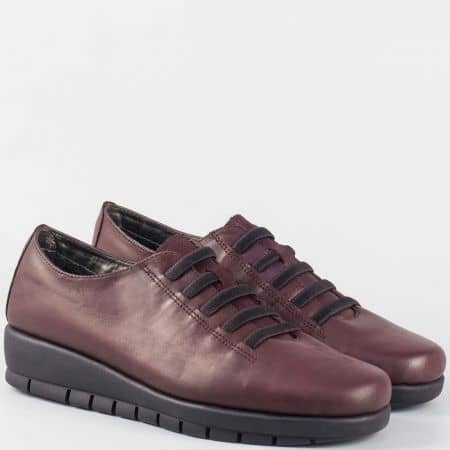 Дамски кожени обувки- Aerosoles на платформа в цвят бордо  190916bd