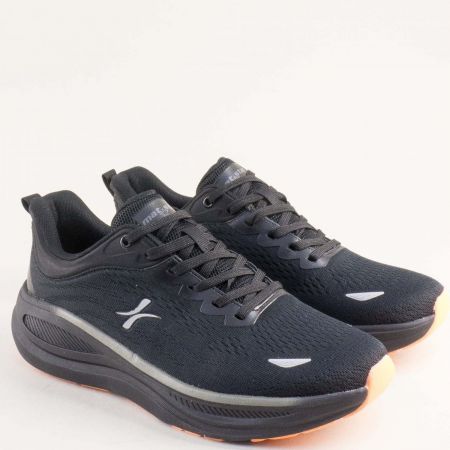 Текстилни мъжки маратонки в черен цвят на равно ходило 194243ch