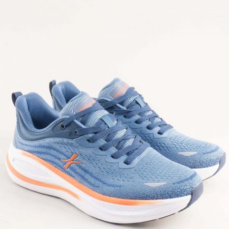 Мъжки маратонки в син цвят с оранжеви детайли 194243s