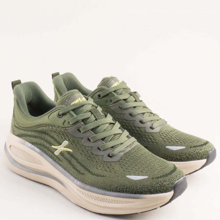 Мъжки маратонки с връзки в модерен зелен цвят 194243z