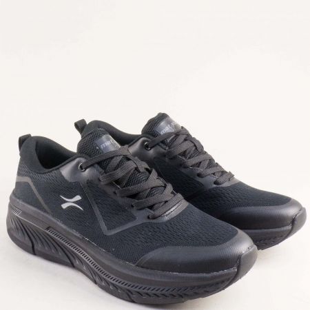 Черни мъжки маратонки на равно ходило с връзки 194246ch