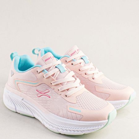 Розови дамски маратонки на платформа с връзки 194249rz