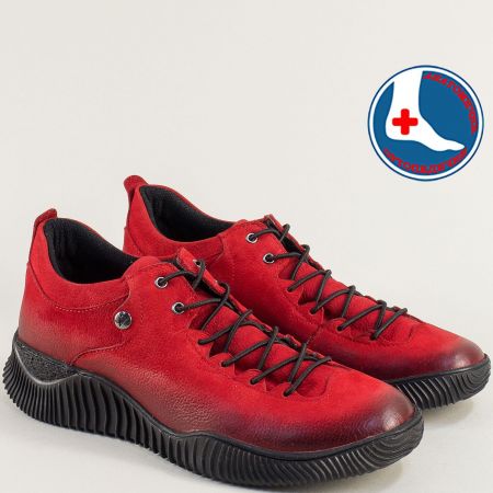 Спортни дамски обувки от естествен набук в червен цвят 1953826nchv