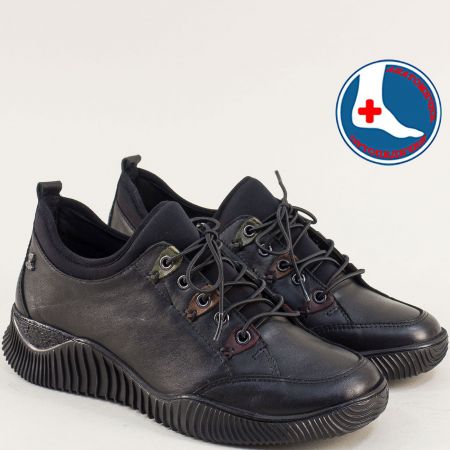 Ортопедични дамски обувки с връзки в черна кожа 1953855ch