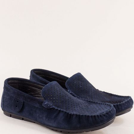 Ежедневни мъжки обувки в син цвят естествен велур 200dvs
