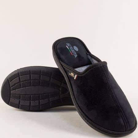 Мъжки черни чехли за дома от фин текстил 20120ch