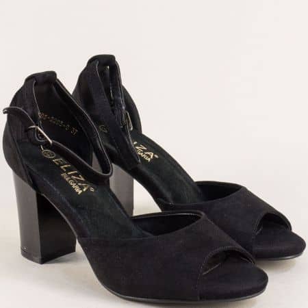 Черни дамски сандали на висок ток със затворена пета 2052205vch