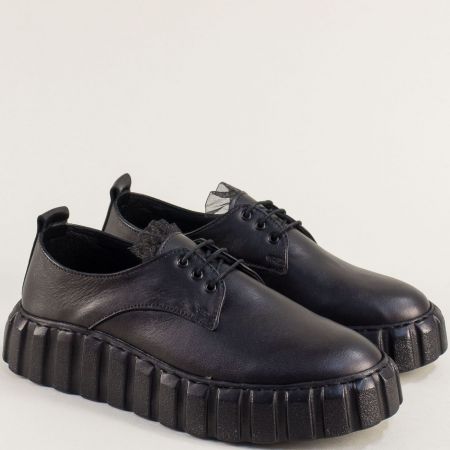 Комфортни дамски обувки естествена кожа в черно 2108052ch