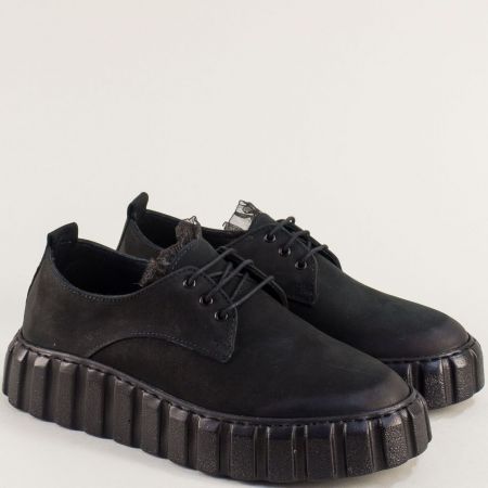 Дамски обувки от естествен набук в черен цвят 2108052nch
