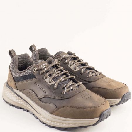 Мъжки спортни обувки SKECHERS в модерен кафяв цвят с връзки 210925kk