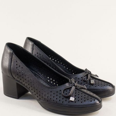 Комфортни дамски обувки естествена кожа в черно 2113301ch