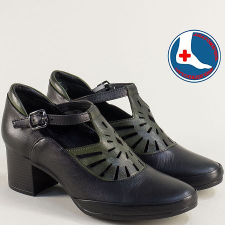 Ортопедични дамски обувки естествена кожа в черно 2113302ch