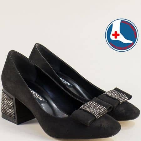 Елегантна дамска обувка черен набук 21224353nch
