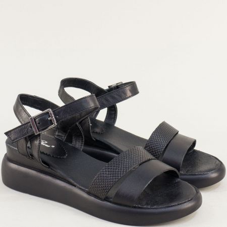 Черни дамски сандали на платформа от естествена кожа 212531451ch