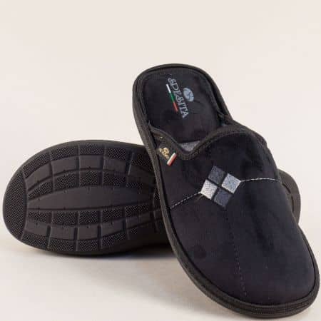Мъжки черни чехли от фин текстил 2148-45ch