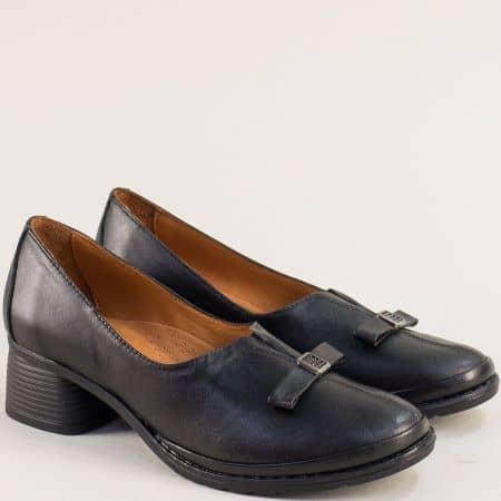 Черна дамска обувка от естествена кожа 21642ch