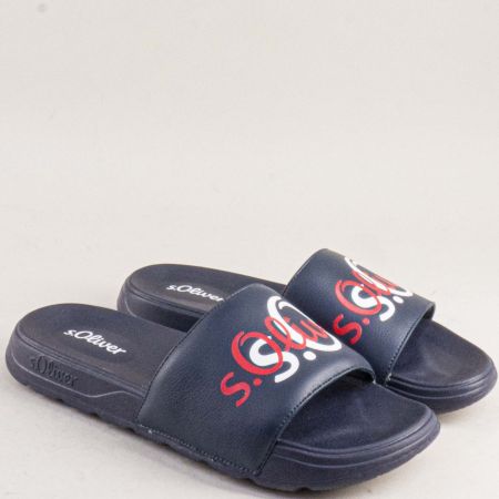 Мъжки джапанки S.OLIVER в син цвят на равно ходило 2177776s