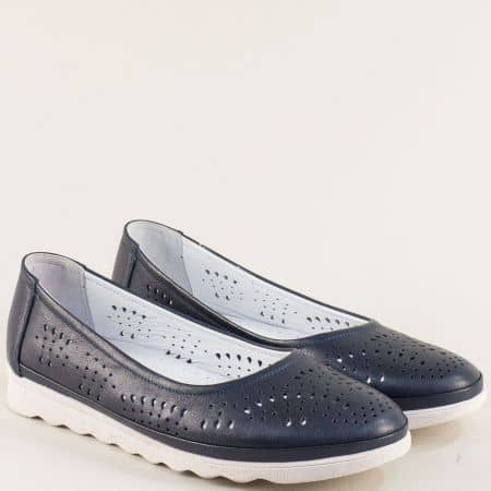 Дамски обувки от естествена дишаща кожа в син цвят 2211ds