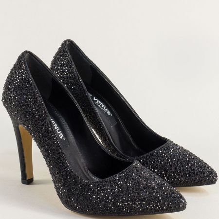 Дамски обувки на висок елегантен ток в черно 22240193ch