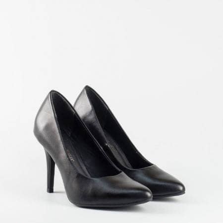 Елегантни черни дамски обувки на висок ток Marco Tozzi 222418ch