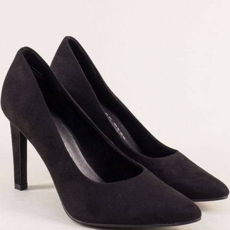 Черен велур дамски елегантни обувки на ток Marco Tozzi 2242220vch