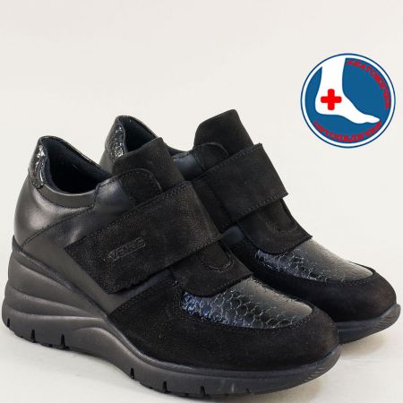 Анатомични дамски обувки от естествен велур в черно 2252502ch