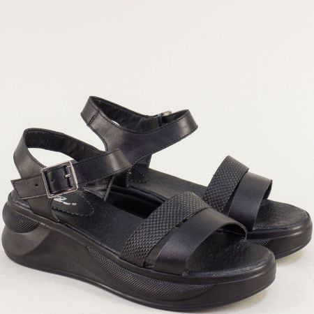 Черни дамски сандали естествена кожа на платформа 226136939ch