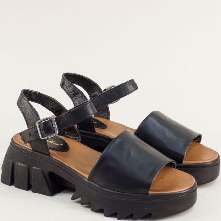 Комфортни дамски сандали естествена кожа в черен цвят 226831498ch