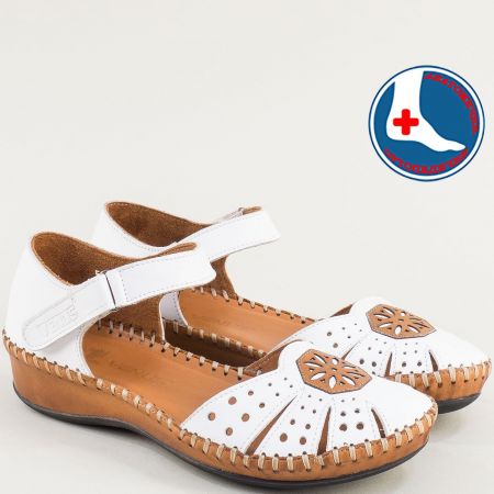 Комфортни дамски бели сандали естествена кожа 22793313b