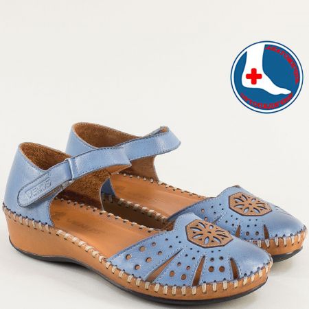Сини дамски сандали на платформа естествена кожа 22793313s