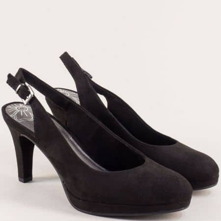 Дамски обувки с отворена пета на висок ток в черен цвят 229603vch